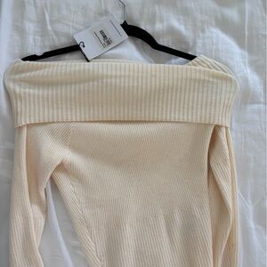 Princess Polly Cream Off-Shoulder Sweater
